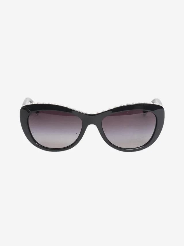 Chanel Black faux pearl cat-eye sunglasses in Black from Sign of the Times