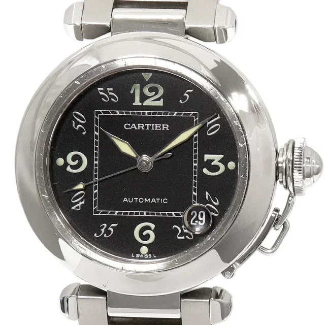 Cartier Black Dial Pasha C Watch W31043M7 in Black from LuxUness