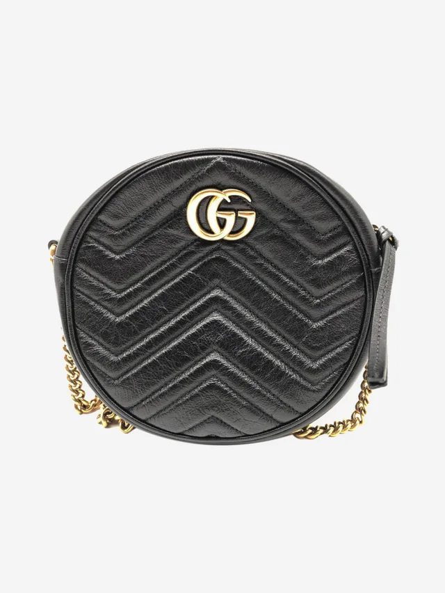 Gucci Black GG Marmont Round leather bag in Black Leather from Sign of the Times