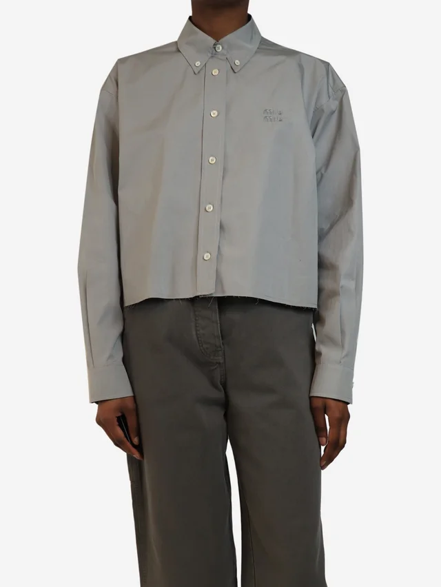 Miu Miu Grey cropped shirt - size UK 4 in Grey from Sign of the Times