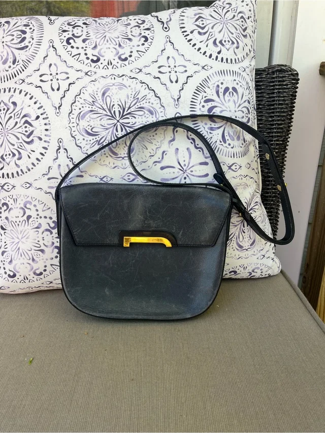 Delvaux Vintage Navy Leather Crossbody Bag in blue|gold Leather from Poshmark