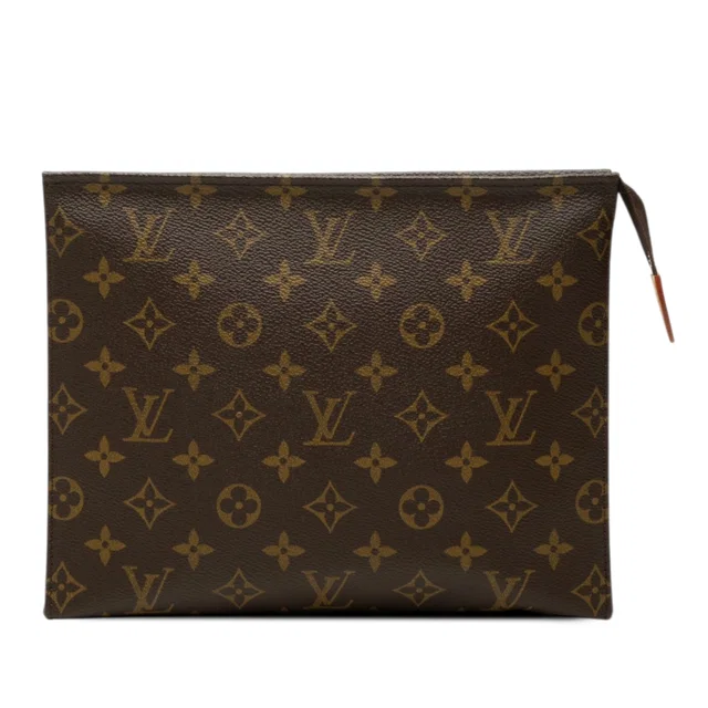 Brown Louis Vuitton Monogram Toiletry Pouch 26 Clutch Bag in Brown Coated canvas from Designer Revival
