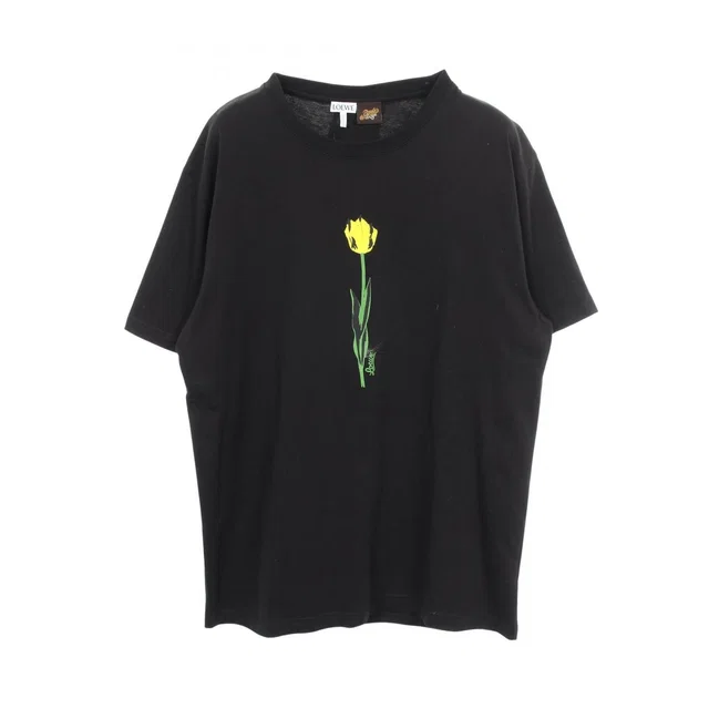 Loewe Short Sleeve T-Shirt Floral Print Black Cotton in Black from The Reluxe