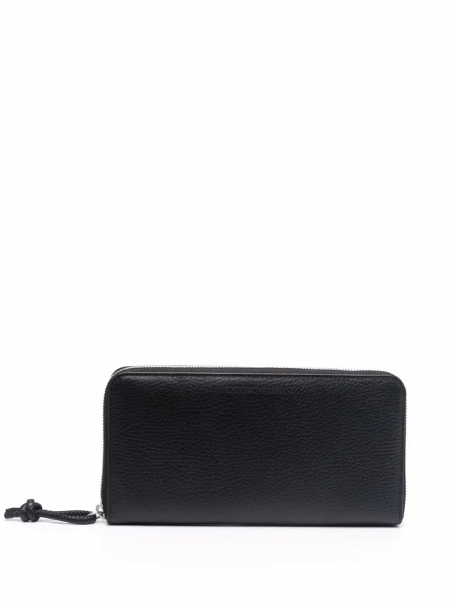 Giorgio Armani Grained Leather Wallet — Black in Black Caviar leather from HEWI