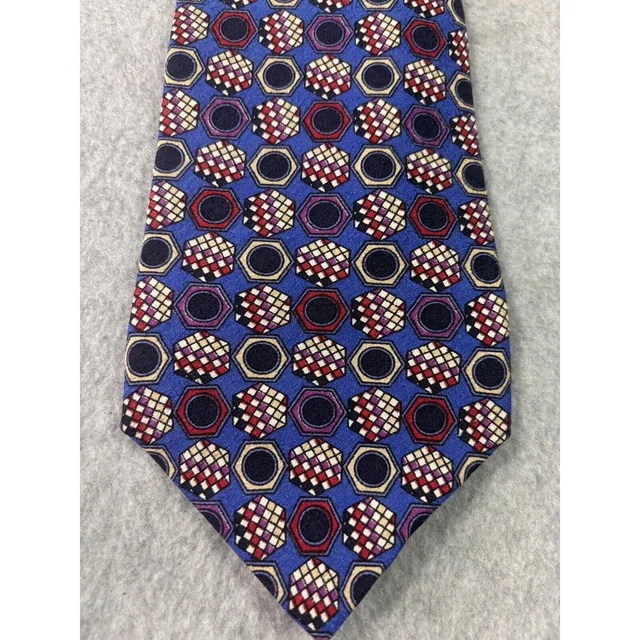 Vintage 90s Gianni Versace Tie Blue Hexagon Geometric Checkerboard L:56” W:3.5” in blue from Poshmark