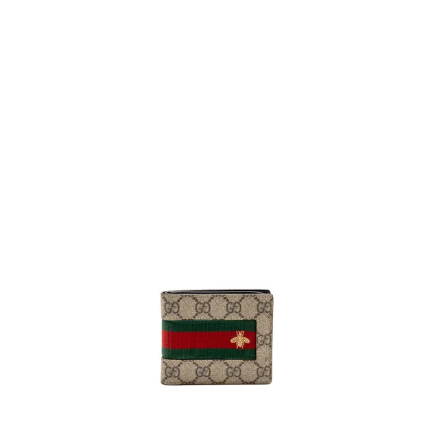 Gucci web compact wallet gg supreme canvas beige/multicoloured in Beige Canvas from EMIER