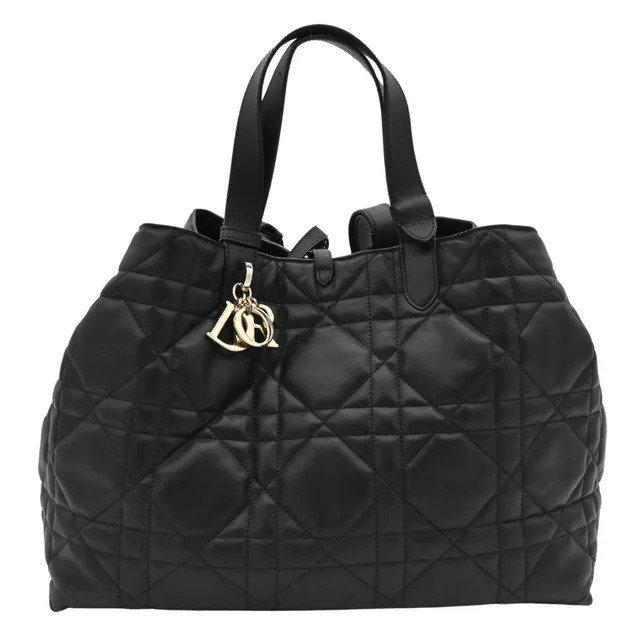 Dior Black Cannage Quilted Toujours Large Tote Bag in Black Suede from Clotheshorse Anonymous