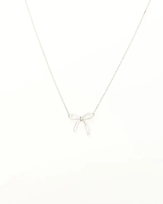 Tiffany & Co. Silver Bow Necklace in Silver Silk from A Retro Tale