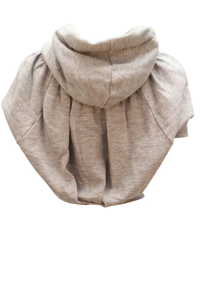 Dsquared² Top Cropped Hoodie Top with Embellishment in Grey Cotton in Grey, photo 2 of 3 from ShopSimon