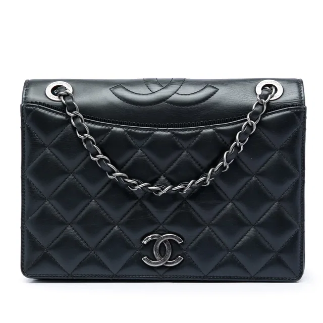 Black Chanel Medium Quilted Lambskin Ballerine Flap Crossbody Bag in Black Lambskin from Designer Revival
