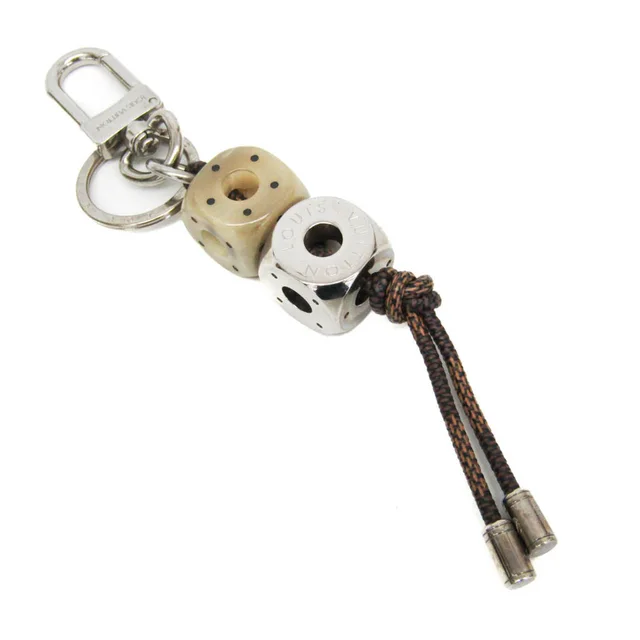 Louis Vuitton Damier Dice Key Holder M66734 Keyring (Silver,Brown) in Brown/Silver Damier Canvas, Metal, Plastic from Elady