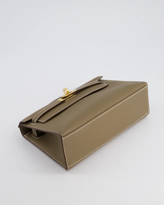 Hermès Kelly Pochette Bag in Taupe Swift leather from Sellier, photo 19 of 19