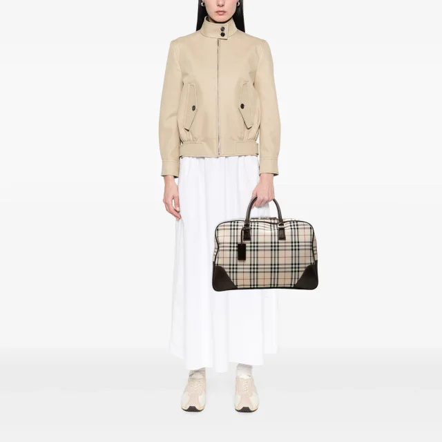 Beige Burberry House Check Canvas Travel Bag in Beige Canvas from Designer Revival, photo 6 of 6