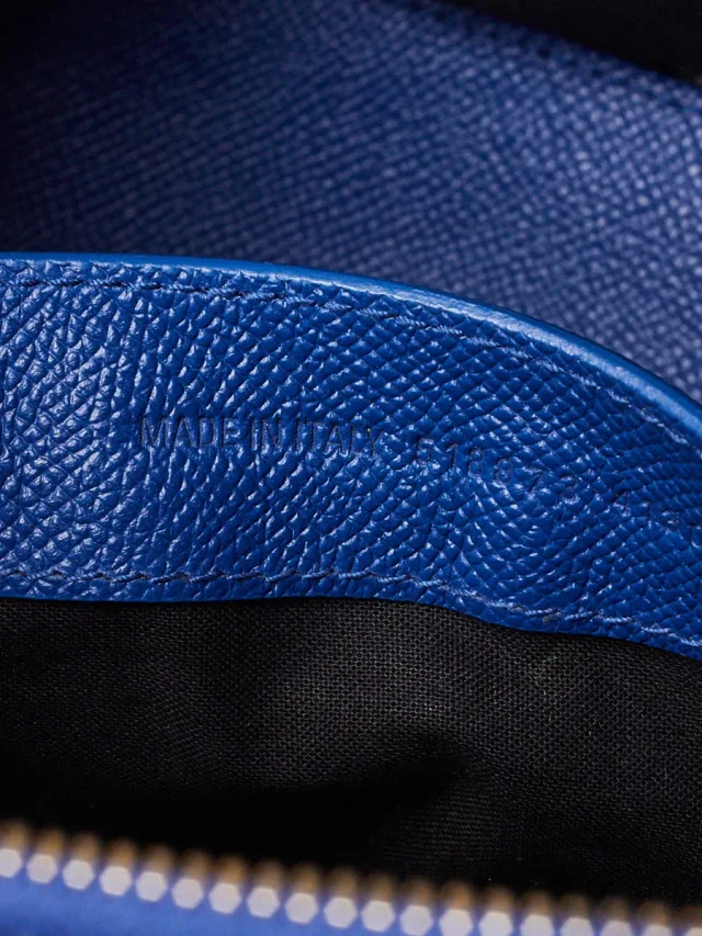 Balenciaga Blue Stamped Calfskin Leather Small Ville Satchel Bag in Blue Calfskin from Yoogis, photo 12 of 13