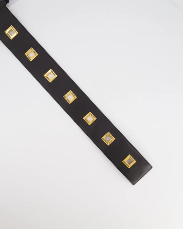 Chanel Vintage F/W 1992 Black Leather Belt with 24K Gold Logo Buckle and Accents 90cm in Black Leather from Sellier, photo 4 of 6