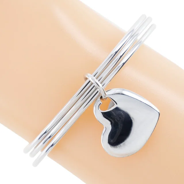 Tiffany & Co. Double Heart Silver Bangle in Silver 925Silver from LuxUness