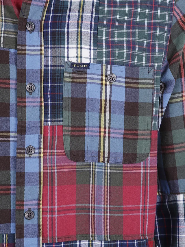 Polo Ralph Lauren Acne Studios Classic Fit Patchwork Plaid Oxford Shirt, photo 3 of 3 from SENSER