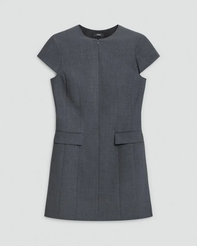 Theory Zip Mini Dress in Good Wool, photo 2 of 2 from Theory