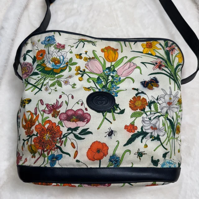 Gucci Floral Canvas Shoulder Bag in Canvas from SparklesnDreams