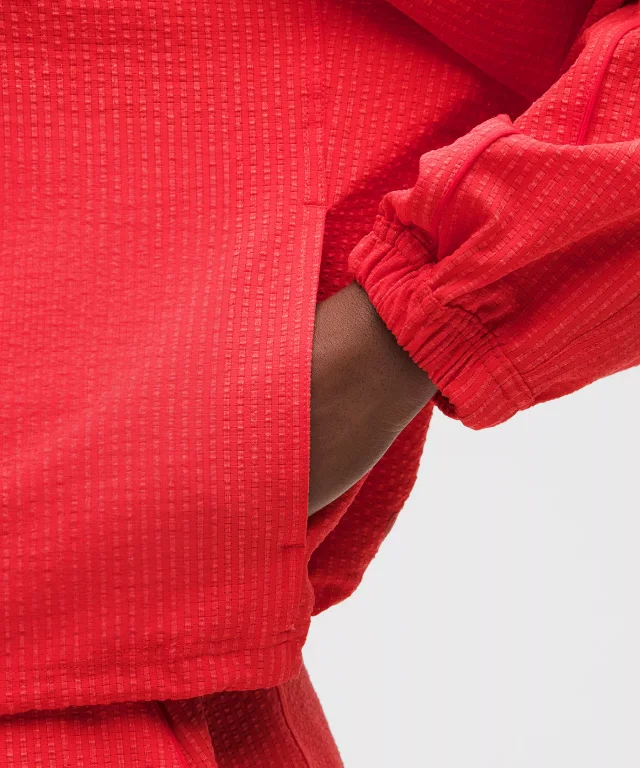 lululemon Seersucker WovenAir Funnel-Neck Half Zip in Star Burst Tone/Star Burst Tone, photo 6 of 14 from lululemon