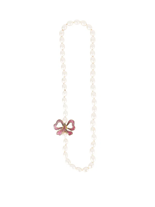 Chanel Gripoix Bow and Pearl Bead Necklace from Arcade Vintage