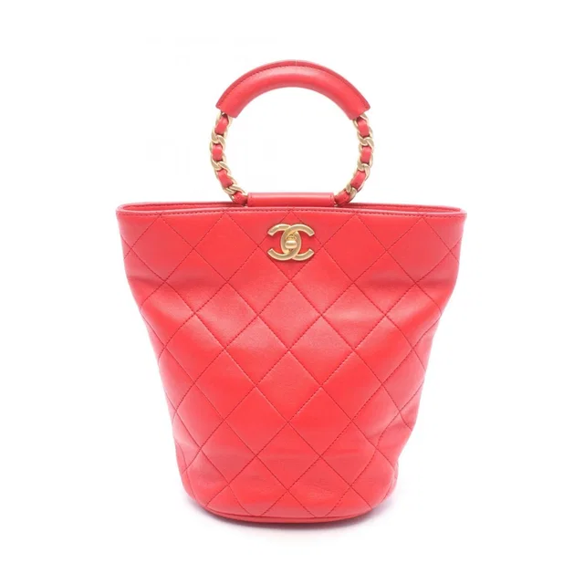Chanel Backpack Quilted Loop Handle Red Skin Chain in Red Lambskin from The Reluxe