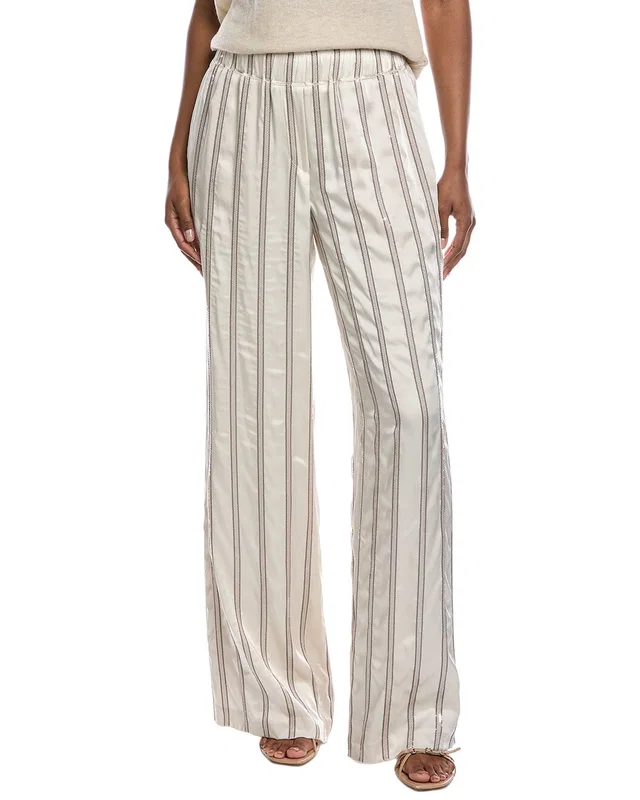 Brunello Cucinelli Sequin Trim Silk-Blend Pant, image 1 of 1 from Gilt