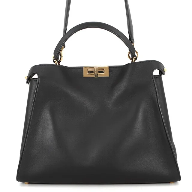 Fendi Peekaboo Essential Leather 2-Way Shoulder Bag Black in Black Leather from The Reluxe