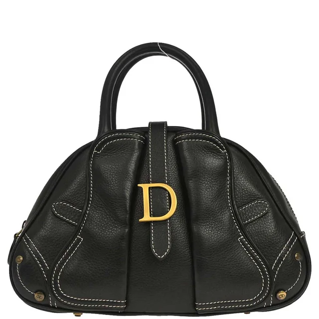 Dior Black Leather Double Saddle Handbag in Black Leather from AMORE Vintage Tokyo