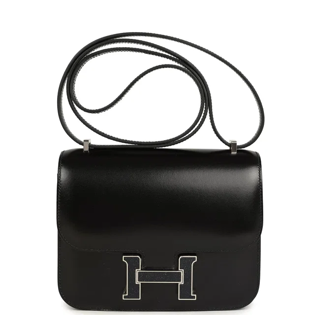 Hermès Constance 18 Black Box Aventurine Hardware in Black Lambskin from Madison Avenue Couture