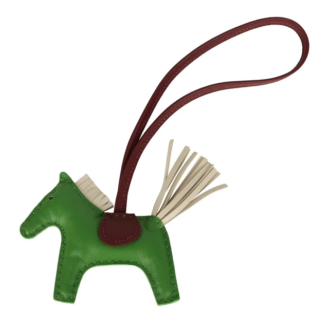 Hermès Rodeo Bag Charm PM Vert Yucca, Craie, Rouge H Milo Lambskin in White Lambskin from Madison Avenue Couture