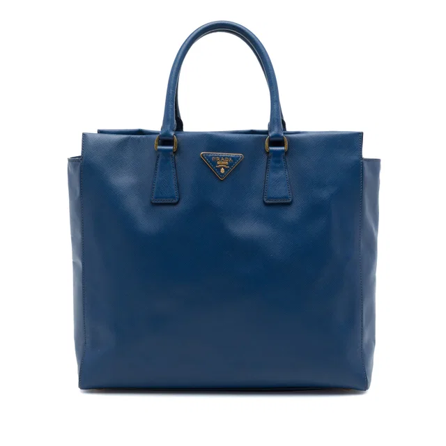 Blue Prada Saffiano Lux Open Convertible Tote Satchel in Blue Saffiano leather from Designer Revival, photo 1 of 1