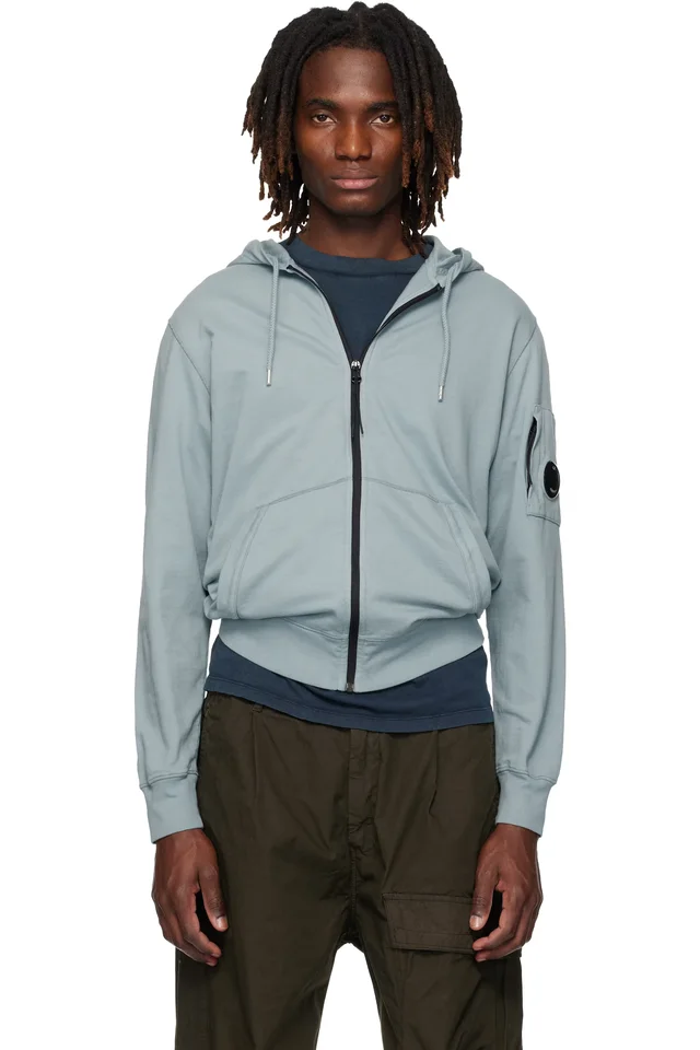 C.P. Company Blue Light Fleece Zip Lens Hoodie from SSENSE, photo 1 of 1
