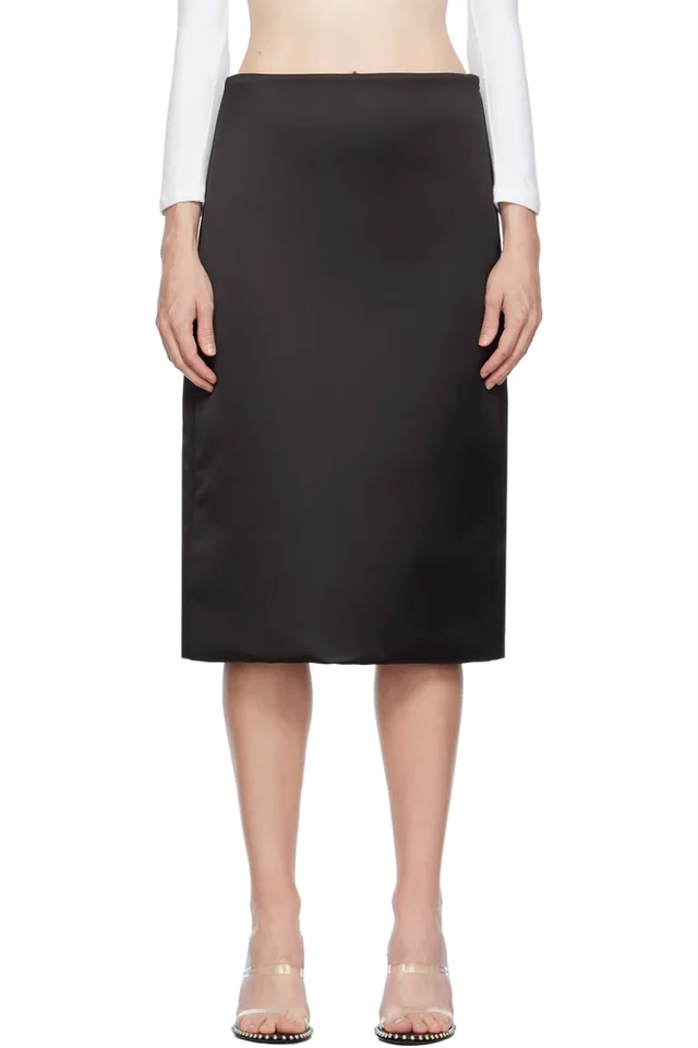 We11done Black Padded Midi Skirt, image 1 of 1 from SSENSE
