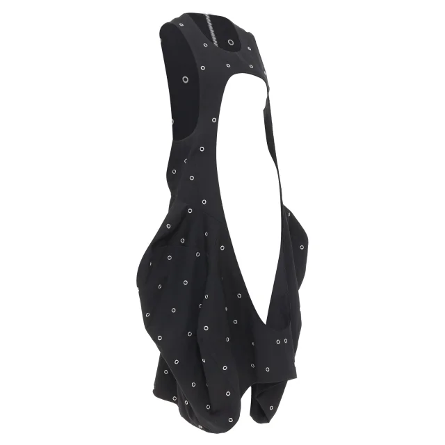 Comme des Garcons black wool silver grommet cut out pannier dress in black, photo 3 of 6 from ShopSimon