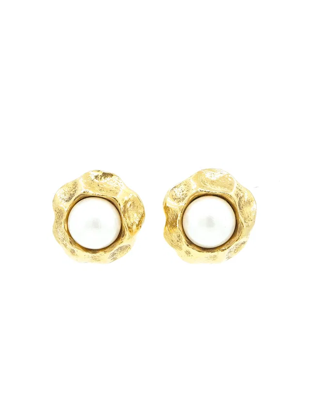 Chanel Pearl Button Earrings from Arcade Vintage