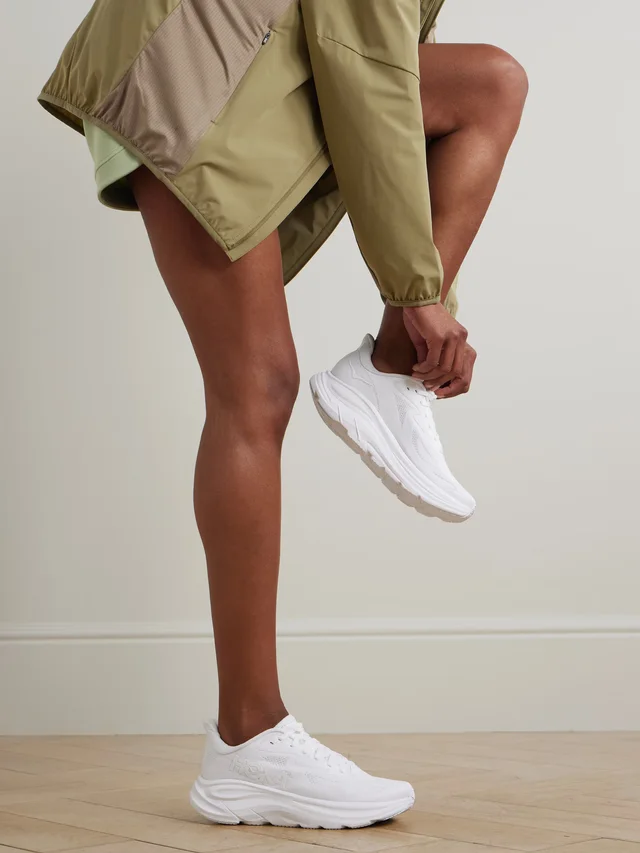 HOKA ONE ONE Clifton 10 rubber-trimmed jacquard-mesh sneakers in White, photo 2 of 2 from NET-A-PORTER (Canada)