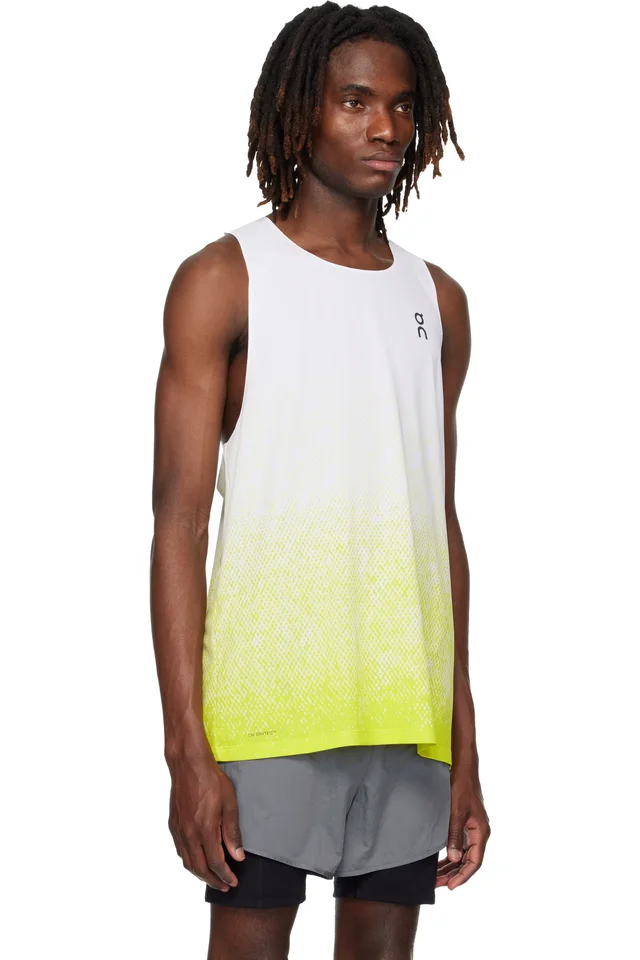 On White & Green Zero Singlet Running Top, photo 2 of 2 from SSENSE