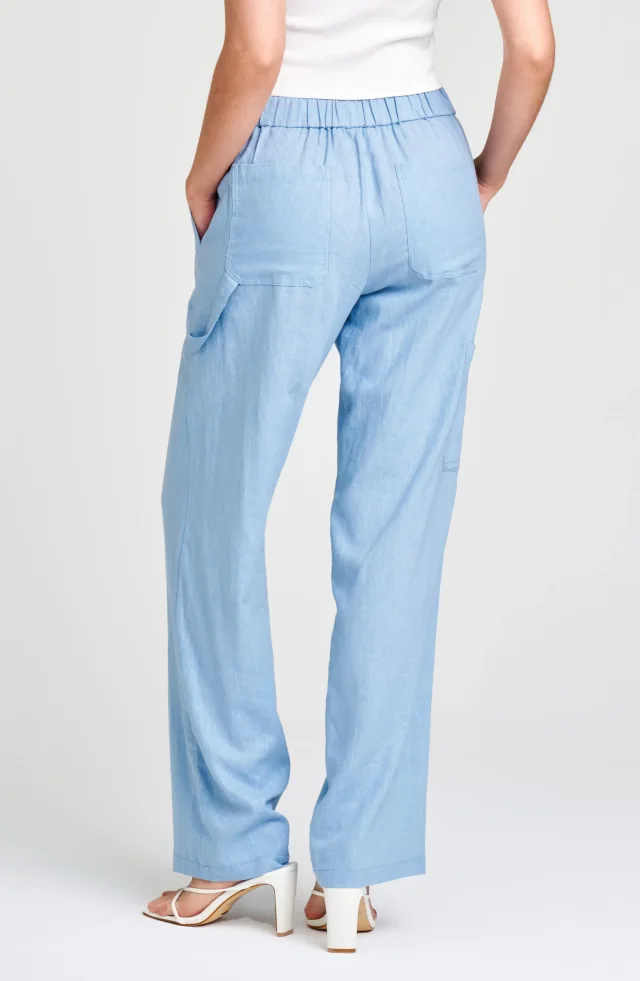 WAYF Daylight Wide Leg Linen Blend Pants in Blue, photo 2 of 5 from Nordstrom Rack