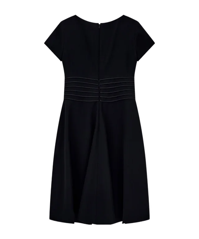 Emporio Armani Dress in techno cady with a pleated waist and short sleeves, photo 3 of 9 from SENSER