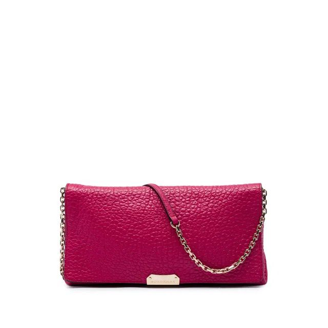 Pink Burberry Medium Grained Calfskin Mildenhall Crossbody in Pink Caviar leather from Designer Revival