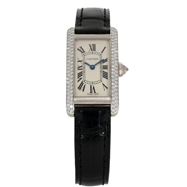 Cartier Tank Americaine WB701851 19mm White Gold Watch in White Leather from H&T