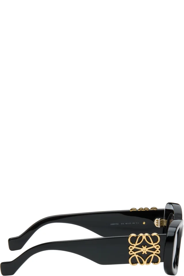 LOEWE Black Beveled Oval Maxi Anagram Sunglasses, photo 2 of 3 from SSENSE
