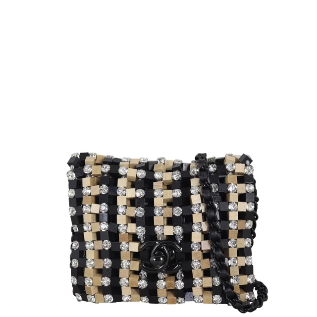 Chanel Metiers d'Art Crystal Wood Clutch on Chain in Leather from Luxe.It.Fwd