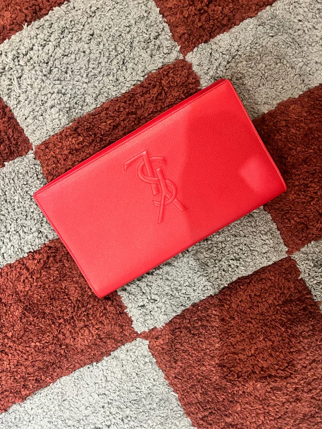 Saint Laurent red leather clutch in Red Leather from Luxury Promise