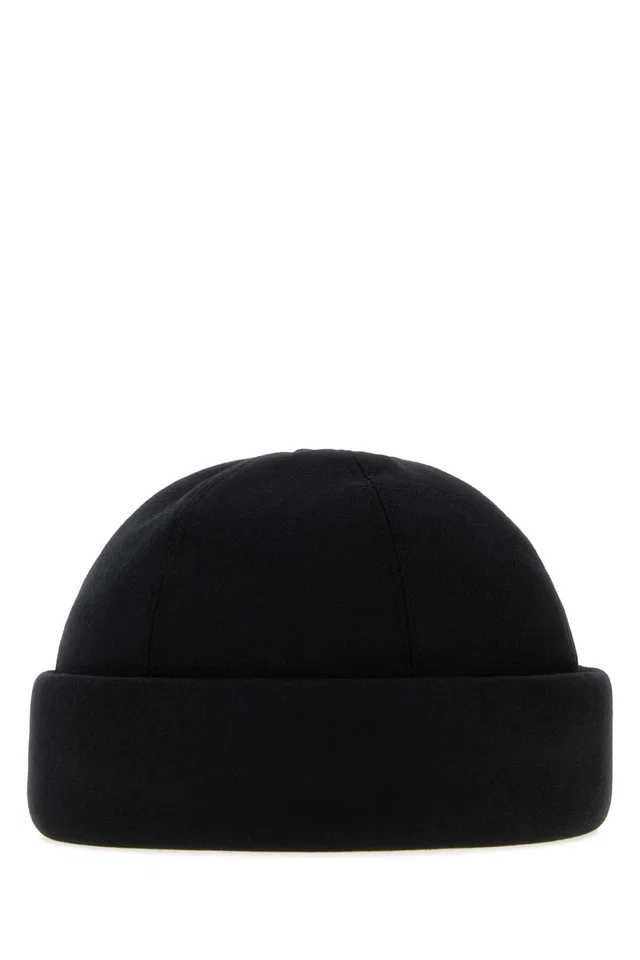 Giorgio Armani Docker Beanie — Black Exterior: Cotton Polyester Beanies in Black from HEWI