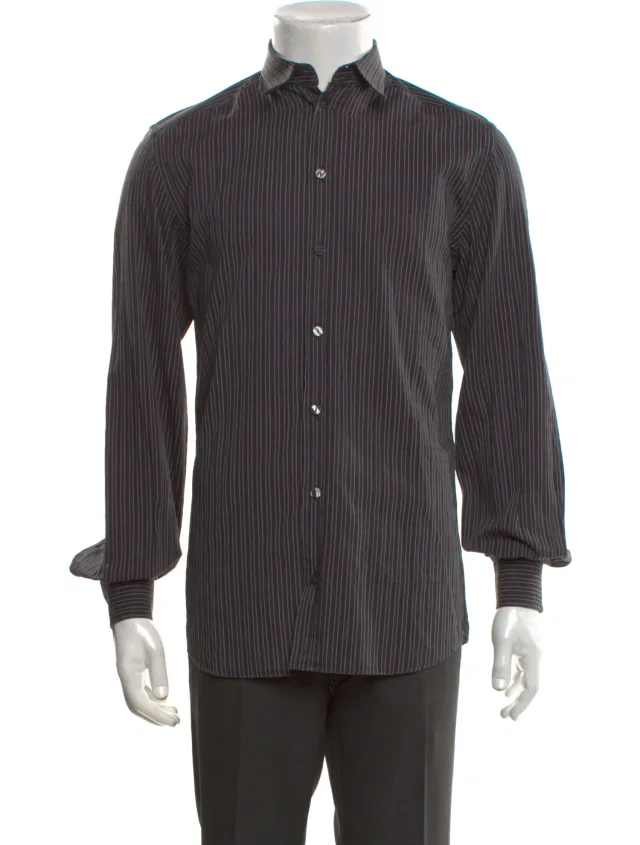Dolce & Gabbana Striped Long Sleeve Dress Shirt in blue from The RealReal