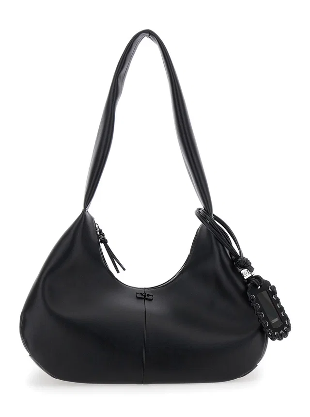 GANNI Bou Hobo Bag — Black Recycled Leather in Black Leather from HEWI