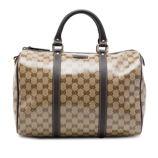 Beige Gucci Medium GG Crystal Joy Boston Bag in Beige Coated canvas from Designer Revival