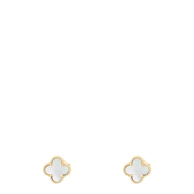 Van Cleef & Arpels Sweet Alhambra Mother of Pearl 18k Yellow Gold Earrings in Yellow from Luxe.It.Fwd